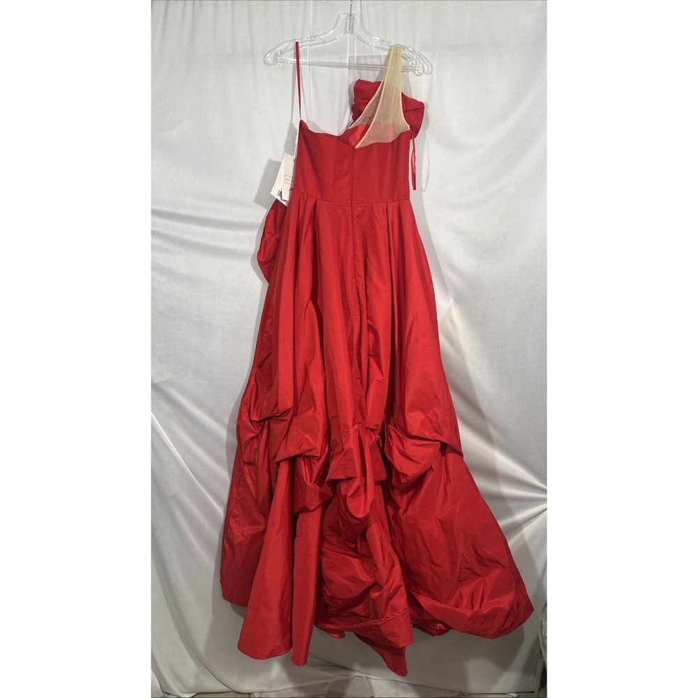 NEW MAC‎ DUGGAL [ 2 ] 11992 ONE SHOULDER Embellished Rosette Ball Gown in Red - Picture 14 of 16